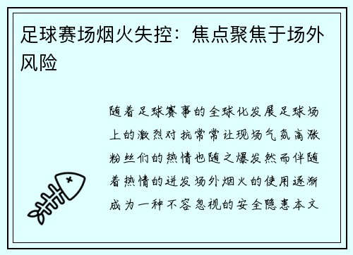 足球赛场烟火失控：焦点聚焦于场外风险
